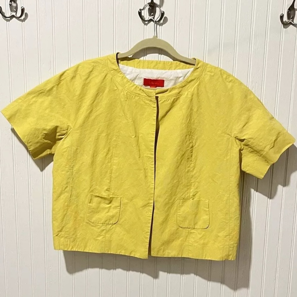 Vintage LaVia18 Yellow Short Sleeve Jacket Cotton Lined Rain Coat